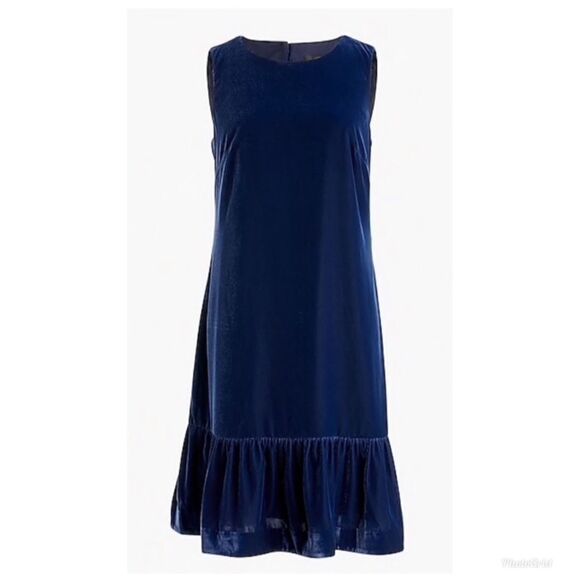 J Crew velvet ruffle hem tank dress - Picture 1 of 7